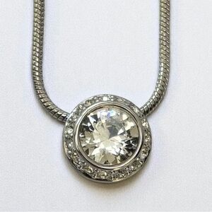 Swarovski Signed Bezel-Set Crystal Pendant Necklace